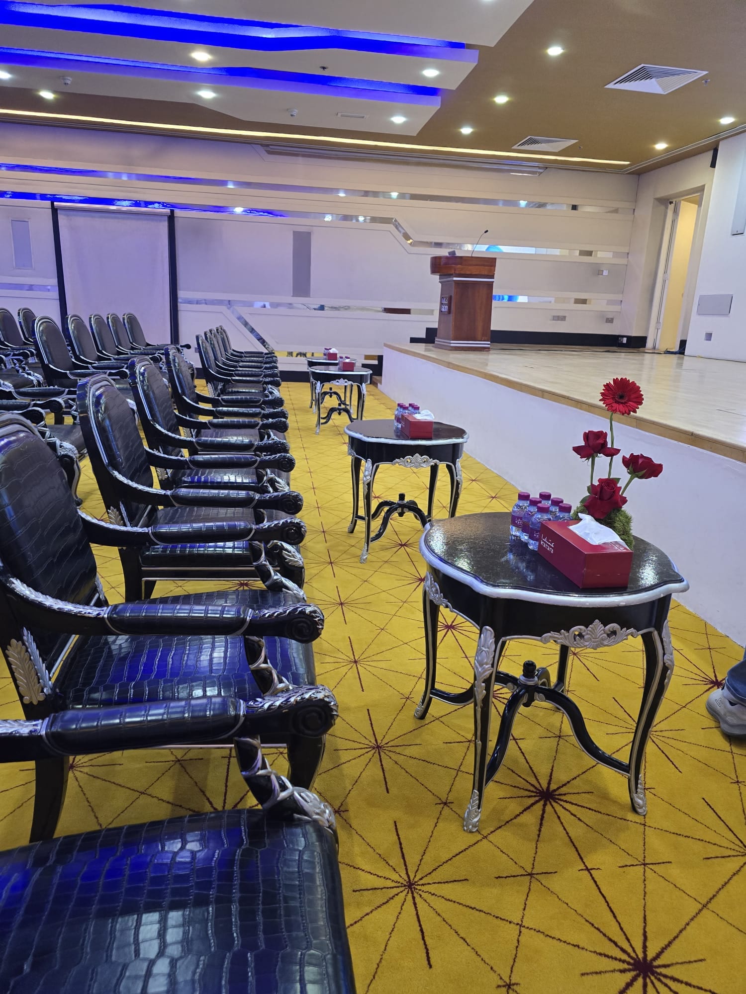 Tables set before the opening · Doha Summit for Sustainable Development and Entrepreneurship 2026